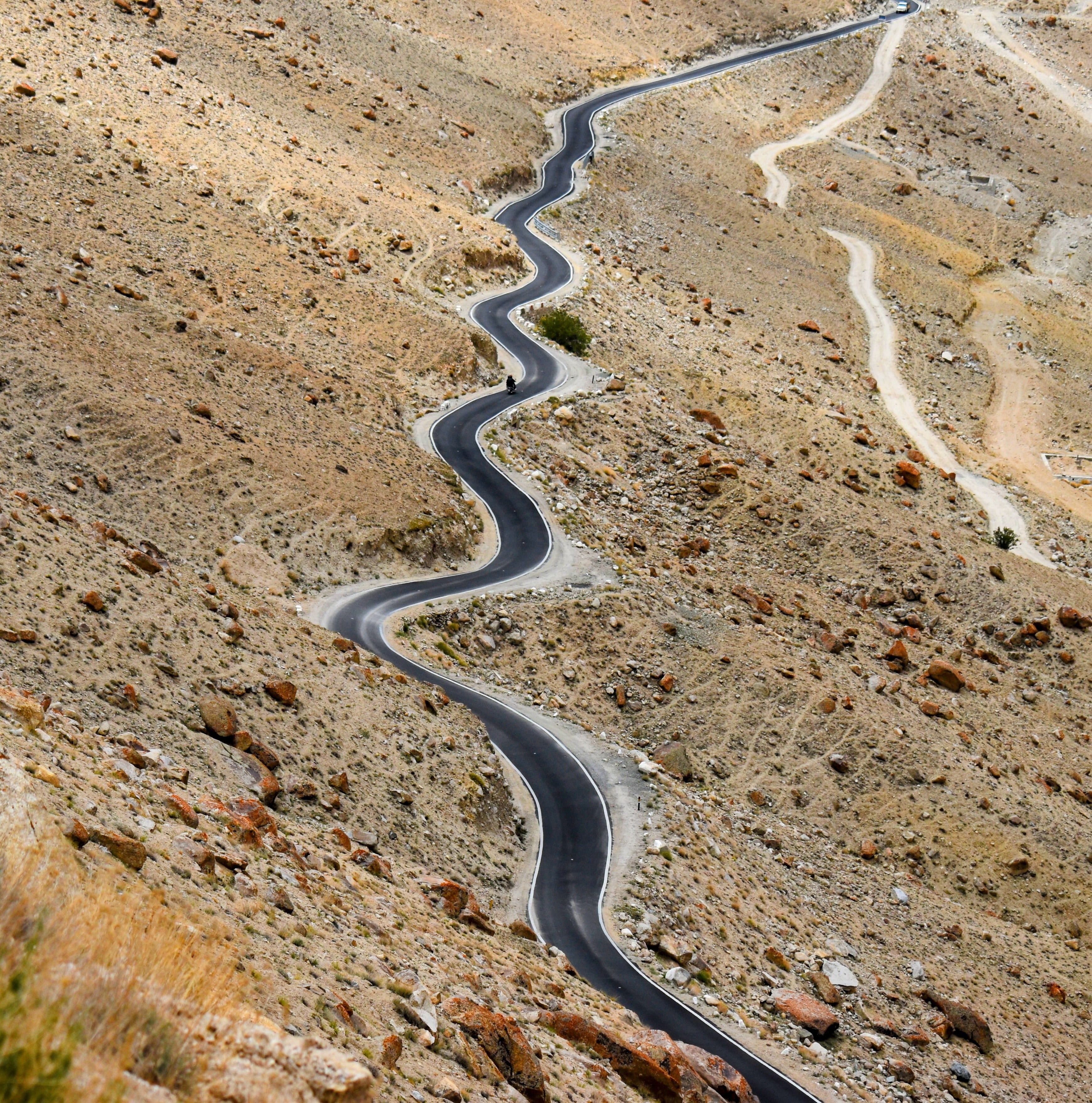 The road over Khardung La towards Nubra