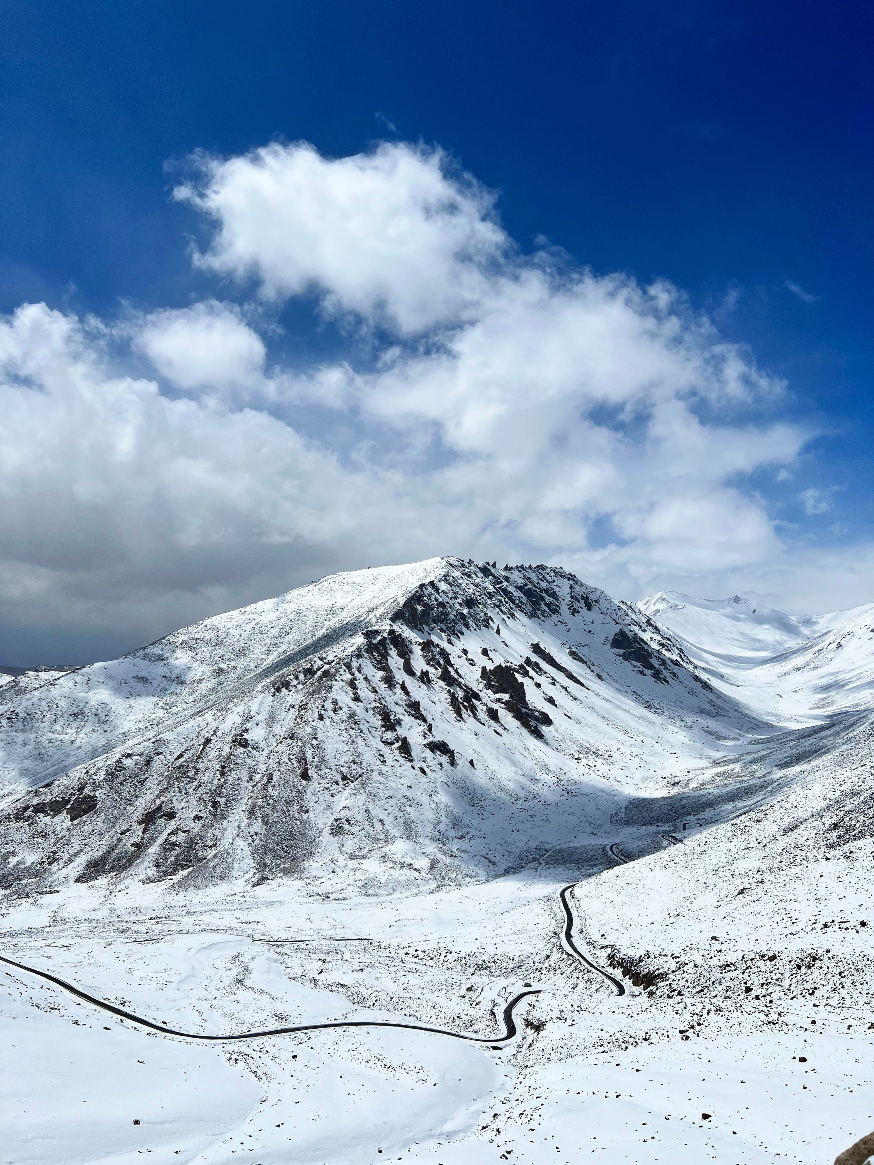 High pass, fresh snow